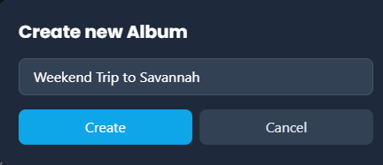 Create new Album dialog - screenshot pending