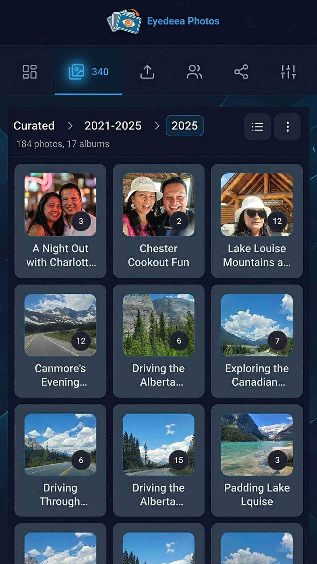 Albums tab showing curated folder tree on Android