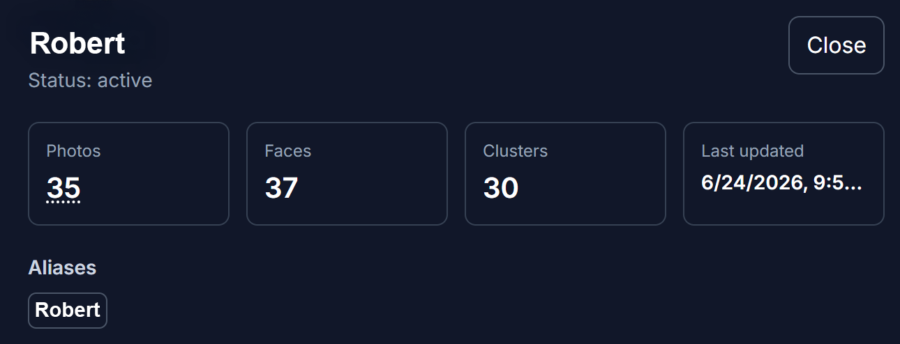 People merge side panel with stats and merge button