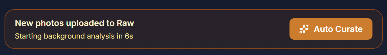 Post-upload Auto Curation countdown banner - screenshot pending