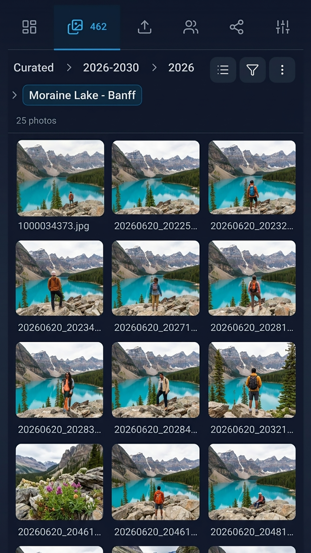 Search results showing photos in a curated album grid