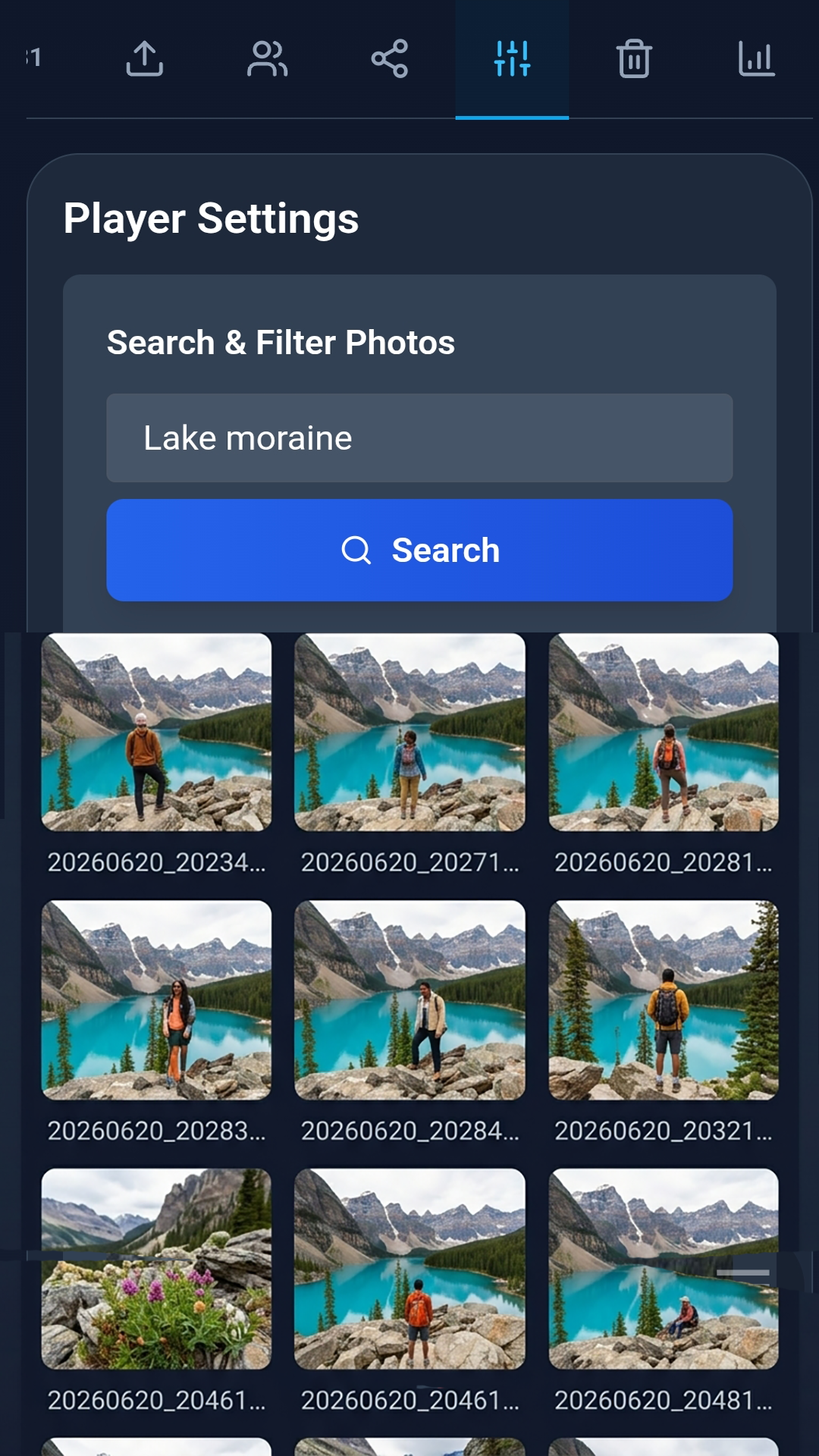 Search in Player Settings on Android